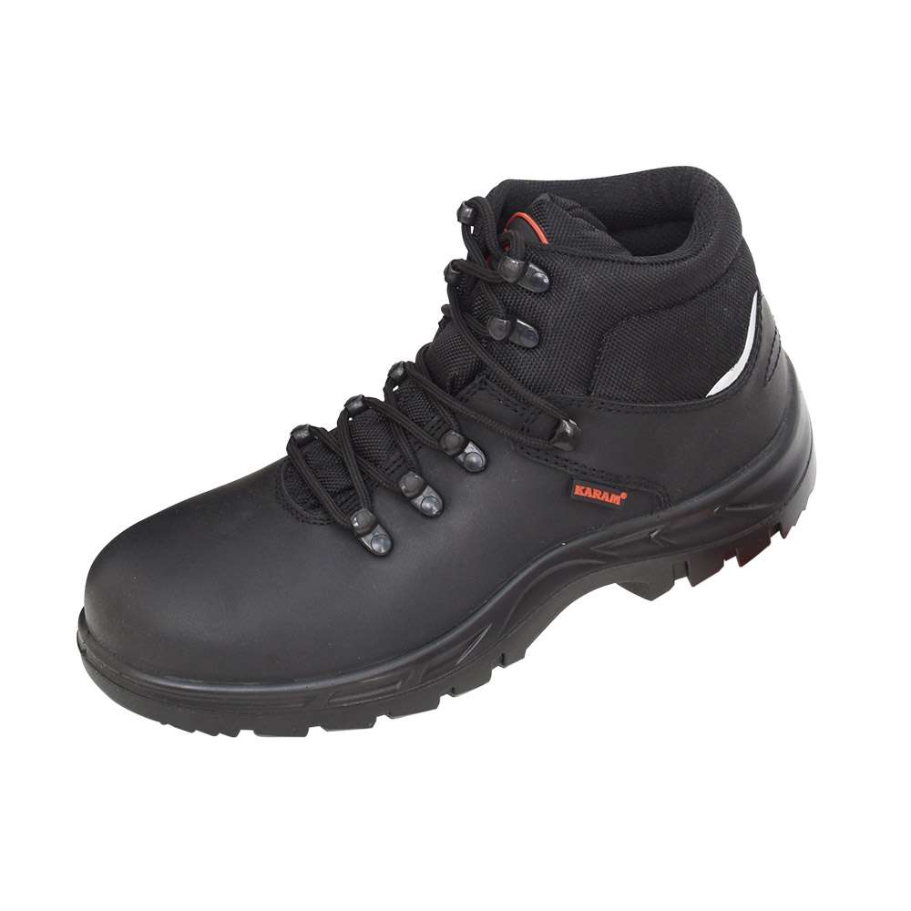 Black Grain Leather Safety Shoes with Netlon Inner Lining