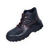 Workman Ankle Black Leather Red Stitched Safety Shoes With Nitrile Sole