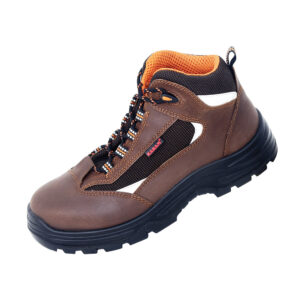 Executive Ankle Sporty Lace-up Brown Leather Safety Shoes With Nitrile Sole