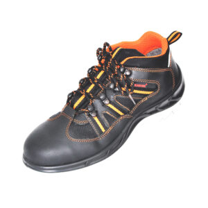 Executive Sporty Lace-up Black And Orange Leather Safety Shoes