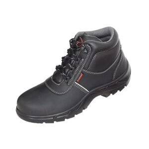 Black Grain Leather Safety Shoes with Steel Toe