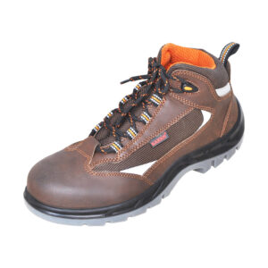 Executive Ankle Sporty Lace-up Brown Leather Safety Shoes